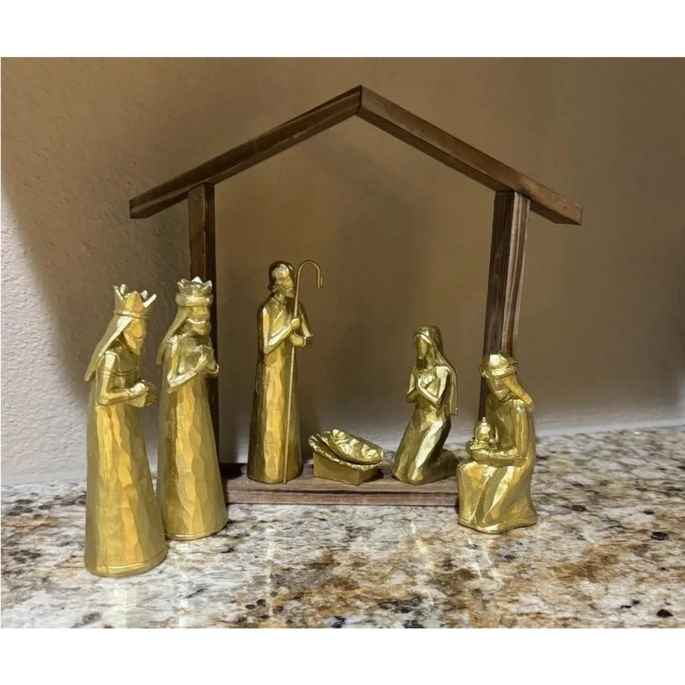 7pc Metallic Christmas Nativity Scene Figurine Set - Wondershop™ Gold